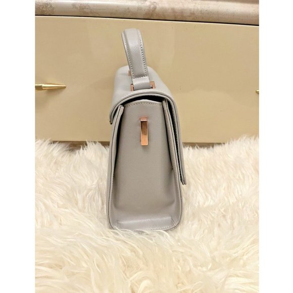 SOLD TED BAKER GREY GRAY ROSEGOLD HARDWARE CROSSBODY TOP HANDLE BAG PURSE - Picture 5 of 10